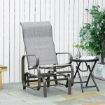 Outsunny Outdoor Mesh Glider Swing Chair Patio Garden Rocking Gliding Seat Yard Porch Furniture, Brown Grey