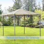 Outsunny 10' x 10' Square Gazebo Canopy Replacement UV Protected Top Cover Sun Shade Beige(c-4)
