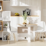 HOMCOM Drop Leaf Table Wood Folding Dining Table Multi-Use Side Table Dining Desk Space Saving Home Furniture White/Oak