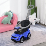 Aosom 3 In 1 Kid Ride on Push Car with Horn Music Light Function Secure Bar for Toddlers 1-3 Years Old Blue