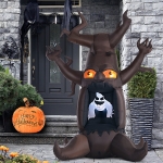 HOMCOM 8ft LED Outdoor Halloween Inflatable Decoration - White Ghost Blow up from Dead Tree