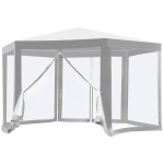 Outsunny Outdoor Cathedral Style Roof Party Gazebo with Mesh Walls - Cream White