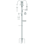 PawHut 6 Hook Bird Feeding Station Multi-Feeder Kit Stand w/ 4 Bird Feeders 2 Trays