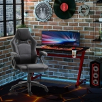 HOMCOM High Back Office Chair, Executive Racing Gaming Chair, Adjustable Recliner with Removable Headrest Pillow for Home, Office, White and Black(c-1)
