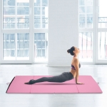 Soozier 3.8ftx5.9ftx2inch PU Leather Gymnastics Tumbling Gym Mat Arts Folding Yoga Exercise Pad 4 Panel Pink