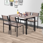HOMCOM 5pcs Wooden Dining Set Industrial Style Wood and Metal Kitchen Table Set for 4 Chairs Modern and Sleek Dinette