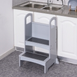 Qaba Step Stool with 2 Steps and Support Handles Kitchen Helper Kids Footstool