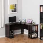 HOMCOM Space Saving L-Shaped Computer Desk 2 Shelves for Home Office, Black