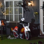 HOMCOM 6' Long Halloween Grim Reaper Flaming Motorcycle Outdoor LED Lighted Airblown Inflatable Decoration Holiday Seaon Garden Lawn Decor