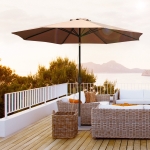 Outsunny ?10' x 8'H Steel Frame Round Market Patio Sun Umbrella Garden Parasol Outdoor Sunshade Canopy (Coffee)