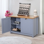 HOMCOM Shoe Cabinet Storage with Double Doors, Floor Storage Cabinet with 4 Compartments Storage Shelf Vintage Multifunction Bathrrom Entryway Furniture, Grey