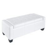 HOMCOM 51" Faux Leather Rectangular Tufted Storage Ottoman for Living Room, Entryway, or Bedroom, Cream White