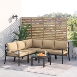 Outsunny 6-Piece Patio Furniture Set L-Shape Corner Sectional Sofa Set with Coffee Table Cushions Beige