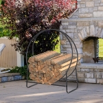 HOMCOM Heavy Duty Firewood Rack Indoor Outdoor Log Holder 264lbs. Black