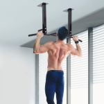 Soozier Ceiling Mounted Pull Up Bar Wall Mount Chin Up Bar Upper Body Strength Training Station Home Gym Black