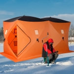 Outsunny Ice Fishing Tent 6-8 Person Portable Shelter with Ventilation Windows and Carry Bag Orange