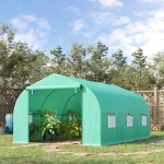 Outsunny 15’x10’x7’ Walk-in Greenhouse Outdoor Garden Plant Tunnel Green