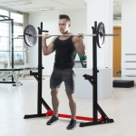 Soozier Barbell Rack Stand Squat Rack Heavy Duty Steel Construction Adjustable Squat Rack for Home Gym Fitness, Black