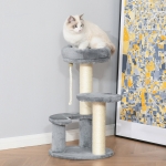 PawHut 26" Cat Scratching Tree Kitty Playhouse Activity Center 2 Perch w/ Sisal Rope Grey