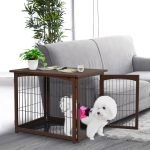 PawHut Wooden Decorative Dog Cage Pet Crate Fence Side Table Small Animal House