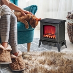 HOMCOM Electric Fireplace Stove, Free standing Fireplace Heater, 750W/1500W, Black