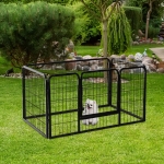 PawHut 49" 4 Panel Black Pet Playpen Heavy Duty Puppy Cat Dog Pen Large Iron