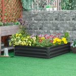 Outsunny 4' x 4' x 1' Raised Garden Bed Color Steel Planter Box for Vegetables, Flowers, Herbs, Grey