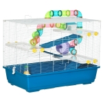 PawHut Extra Large 31" Hamster Cage with Tubes and Tunnels, Portable Carry Handles, Hamster Cages and Habitats Big 5-Tier Design, Includes Exercise Wheel, Water Bottle, Food Dish, Blue