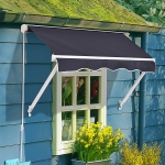 Outsunny 4'x 2' Retractable Window Door Awning Patio Canopy Outdoor Sun Shade Shelter, Dark Grey