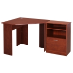 HOMCOM Computer Desk with Printer Cabinet, L-Shaped Corner Desk with Storage, Study PC Workstation for Home Office, Cherry