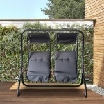 Outsunny Outdoor 2 Person Patio Swing Chair Steel Hanging Seat with Canopy Porch Deck