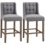 HOMCOM Counter Bar Stools Tufted Upholstered Counter Chairs Set of 2 for Kitchen