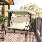 Outsunny 3 Person Outdoor Patio Daybed Patio Hammock Bed Adjustable Canopy Beige