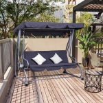 Outsunny Heavy-duty Metal 3 Seater Covered Outdoor Swing Chair Garden Hammock and Bed with Frame, Canopy and 2 Pillows (Grey)