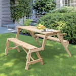 Outsunny 2 in 1 Outdoor Picnic Table Garden Bench Fir Wood Durable Folding Portable Desk
