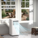 HOMCOM 7000BTU Mobile Portable Air Conditioner for Cooling, Dehumidifier, and Ventilating with Remote Control, for Home Office, White
