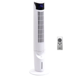 HOMCOM Ice Cooling Tower Fan, Standing Oscillating Fan with 3 Speeds, 4 Modes, 12 Hour Timer, LED Display and Remote Control for Bedroom, Office or Living Room, White