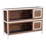 PawHut Wooden Rabbit Hutch w/ Dividers Asphalt Roof for Small Animals & Outdoors, Brown