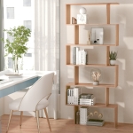 HOMCOM 76" 6-Tier Wooden Bookcase S Shaped Storage Display Shelf Modern Bookshelf Open Concept Living Room Home Office Furniture