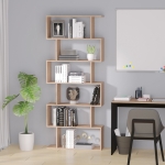 HOMCOM 76" 6-Tier Wooden Bookcase S Shaped Storage Display Shelf Modern Bookshelf Open Concept Living Room Home Office Furniture