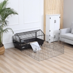 PawHut Metal Rabbit Cage Main House W/ wheels and brakes Foldable Large Run Black