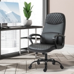 Vinsetto Massage Office Chair, PU Leather Swivel Chair with 2-Point Vibration Lumbar, USB Power and Adjustable Height, Black