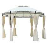Outsunny 11.5' Steel Fabric Round Soft Top Outdoor Patio Dome Gazebo Shelter with Curtains - Cream White