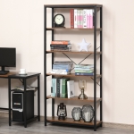HOMCOM Retro Industrial Bookcase Storage Shelf Closet Floor Standing Display Rack with 6 Tiers, Metal Frame for Living Room & Study