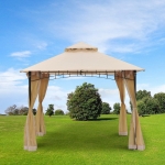 Outsunny Double-tier 10ft×10ft Gazebo Shelter Canopy Outdoor Garden Patio