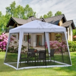 Outsunny 10x10ft Gazebo Tent with Netting Patio Canopy Outdoor Party Activity Sun Shade Garden Sun Shelter, Grey
