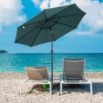 Outsunny 10'x 8' Steel Frame Round Market Patio Sun Umbrella Garden Parasol Outdoor Sunshade Canopy, Green
