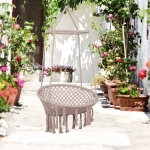 Outsunny Solid Swing Chair Hanging Hammock Indoor Outdoor Garden Braided Twisted Rope Beige