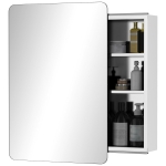 Kleankin 18'' x 26''/46cm x 66cm Wall Mount Bathroom Cabinet Mirror with 3-Tier Storage Shelf, Stainless Steel - Silver