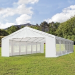 Outsunny 40'x20' Heavy-duty Large Outdoor Carport Garage Wedding Party Event Tent Patio Gazebo Canopy with Removable Sidewall, White